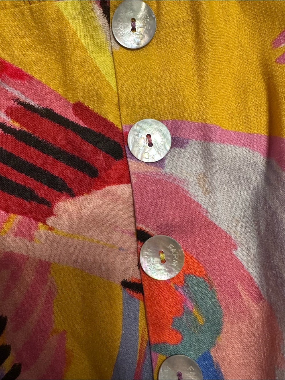 FARM Rio Yellow Multicolor Mini Dress with Floral Brushstrokes - Picture 5 of 6